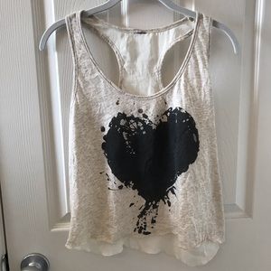 Cream heart tank top